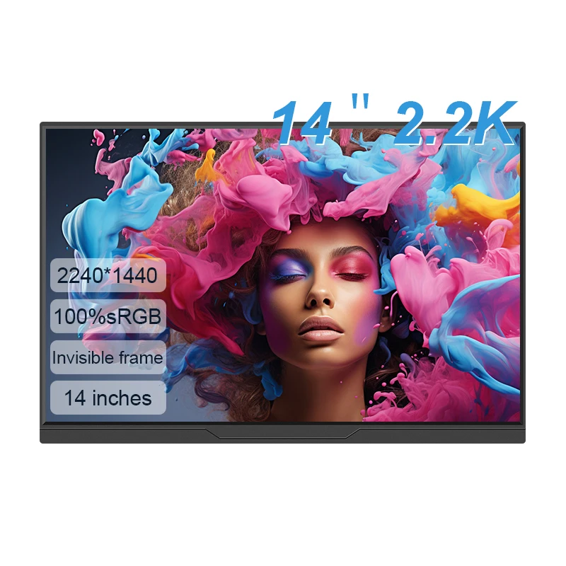 Monitor Portátil LANLIPU de 14 Pulgadas y 2.2k, 100% sRGB, Ultrafino, con Pantalla Externa Secundaria para Teléfono Celular, Laptop, PC, PS4/5, Switch, PS