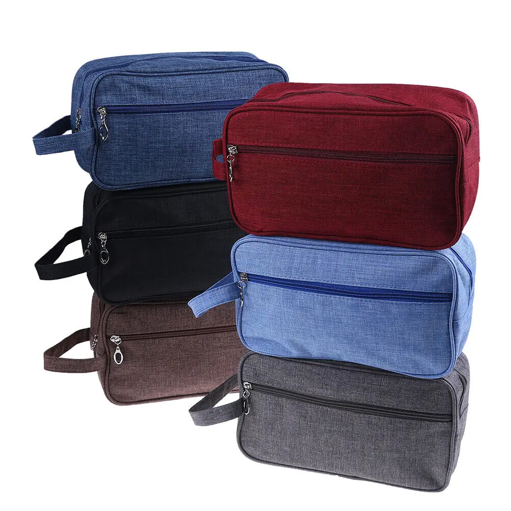 Mens Travel Cosmetic Bag Zipper Makeup Bag Large Capacity Travel Toiletries Organizer for Male Beauty Bathing Wash Pouch Handbag