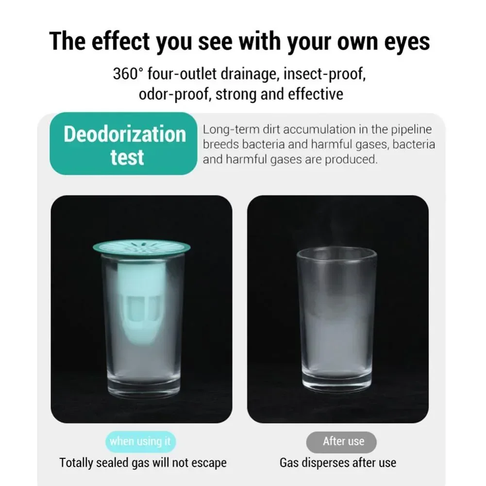Colador de suelo de ducha para baño, núcleo de drenaje de silicona, antiolor, filtro de drenaje de agua para baño, cubierta de alcantarillado para fregadero a prueba de insectos, 1 piezas