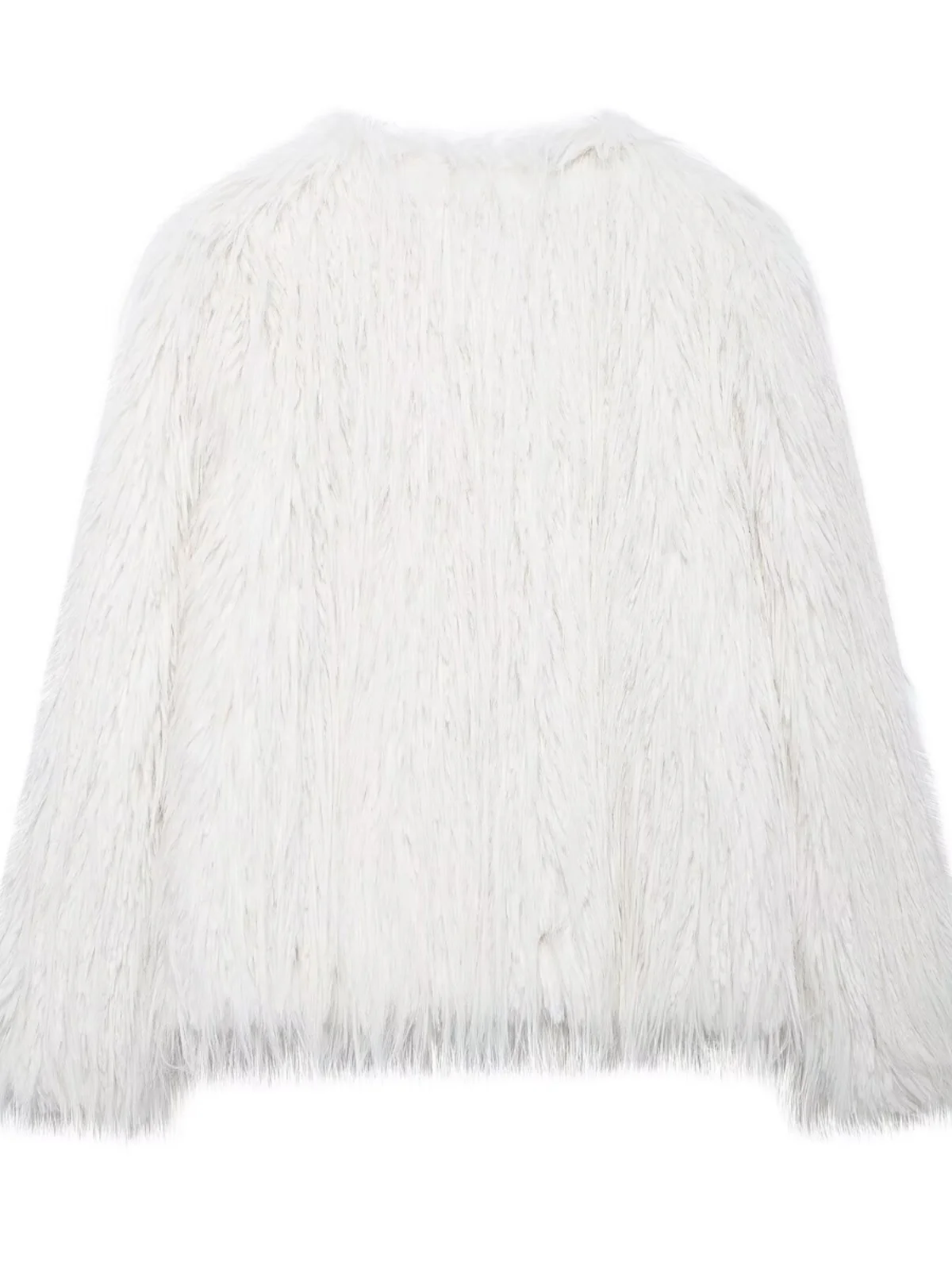 سترة نسائية عصرية متعددة الاستخدامات من الفرو الاصطناعي ملابس خارجية شتوية عصرية غير رسمية برقبة دائرية معطف قصير سميك فضفاض