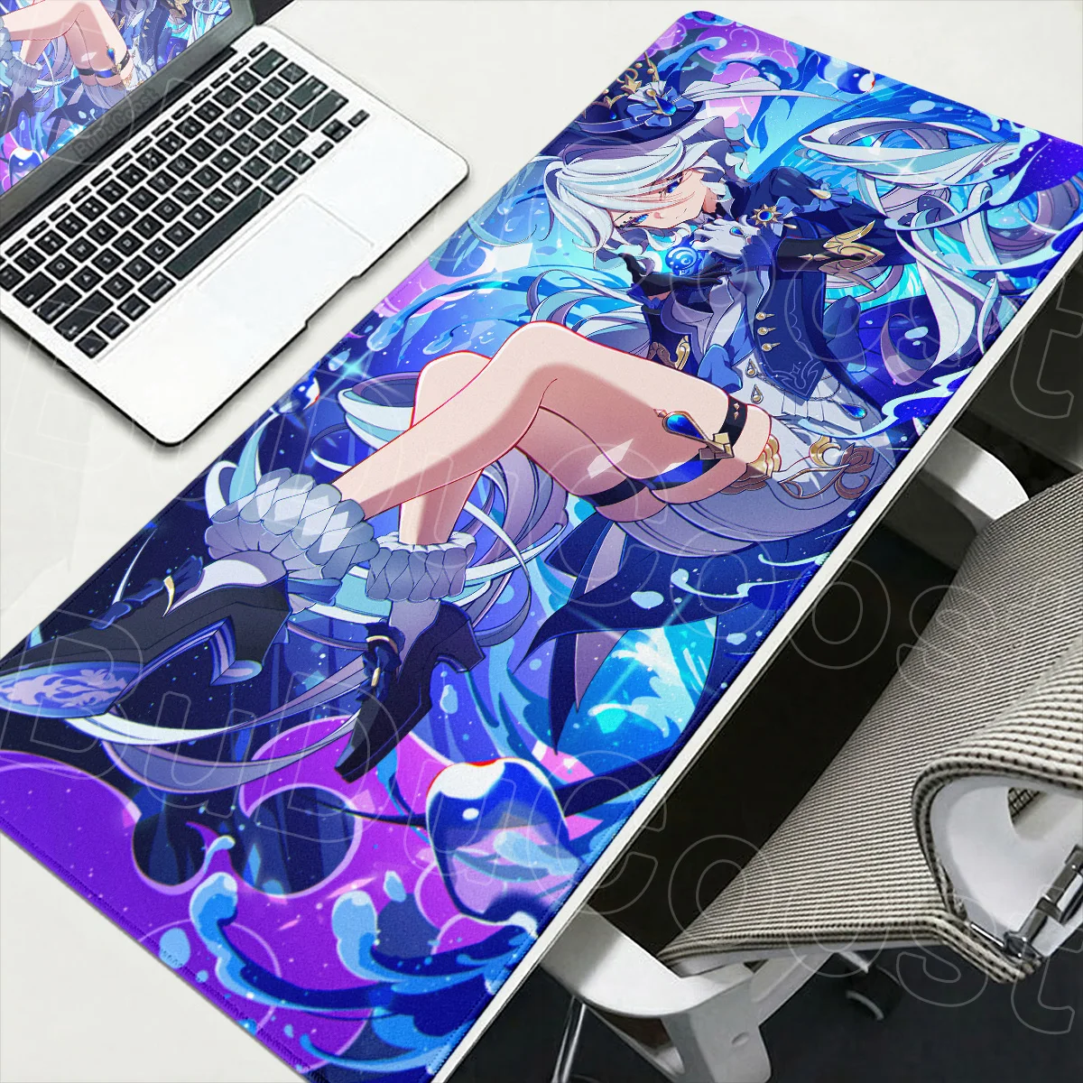 Large Computer Anime Rubber Stitch Edge Deskmat Genshin Impact Non-slip Mouse Pad XXL Cute Furina Speed Gamer Keyboard Mausepads view 3