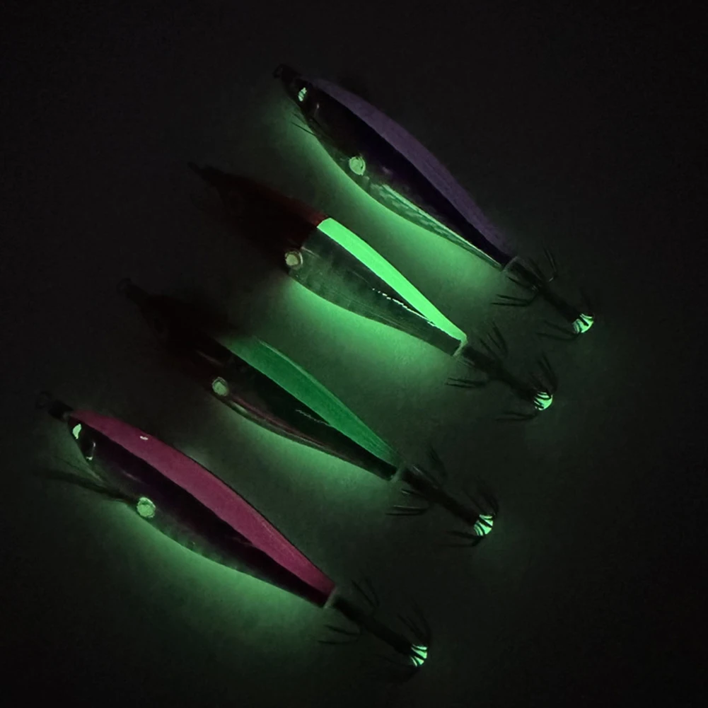 3/2/1PCS 5.5g Laser Luminous Floating Horizontal Wood Shrimp Egi Lure Squid Jigging Shrimp Hook Octopus Cuttlefish Fishing Baits