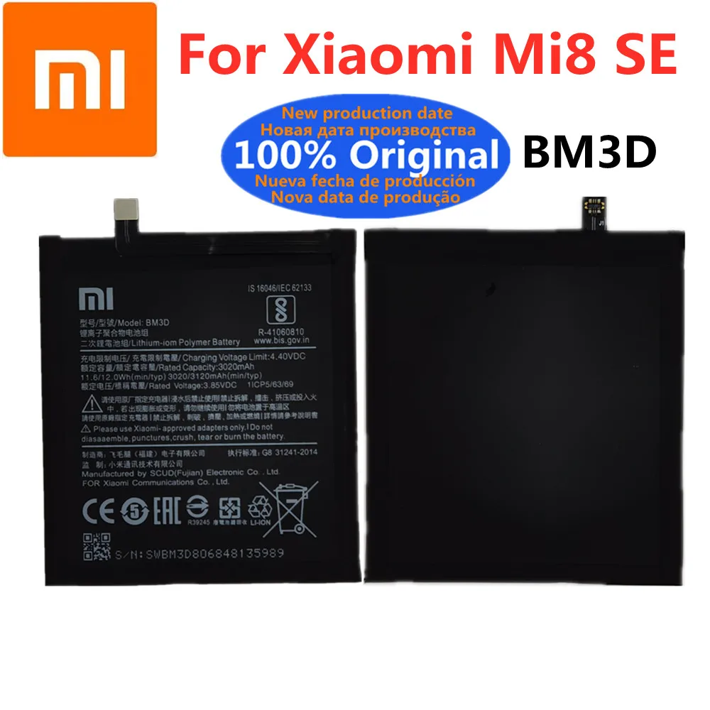 

New 100% Original 3120mAh BM3D Battery For Xiaomi Mi8 Mi 8 SE High Quality Smart Phone Replacement Bateria