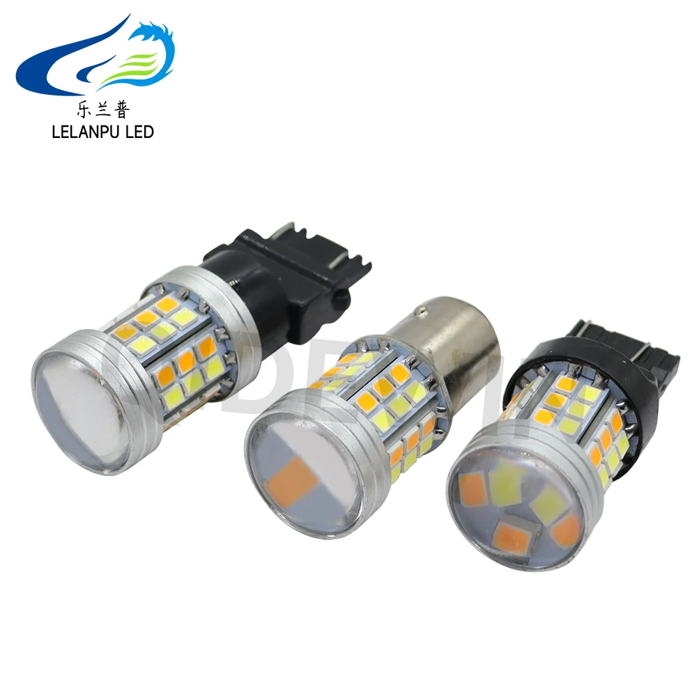 1PCS CANBUS 1156 BA15S 1157 BAY15D LED Bulb Dual Color Car DRL Turn Signal Lamp Auto Lights Bulb Switch Turn Signal Lights