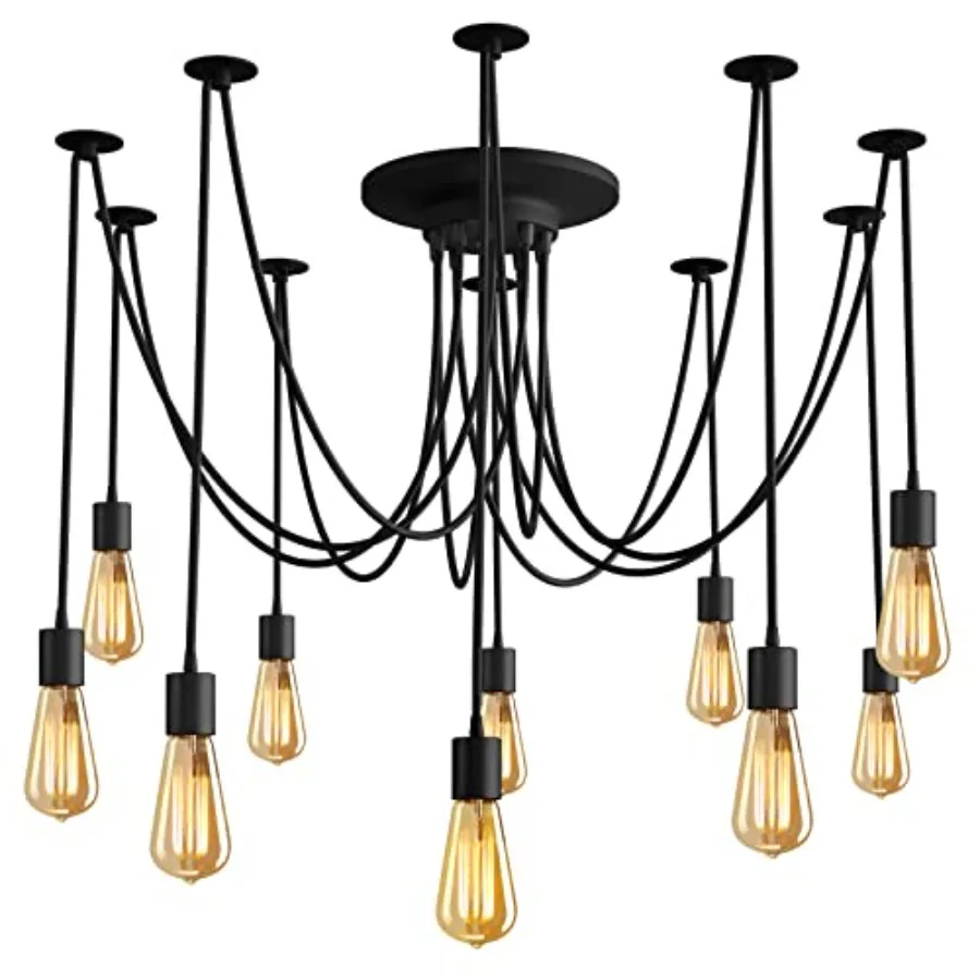 

Vintage Edison Multiple Ajustable DIY Ceiling Spider Lamp Light Pendant Lighting Chandelier Modern Chic Industrial Dining with