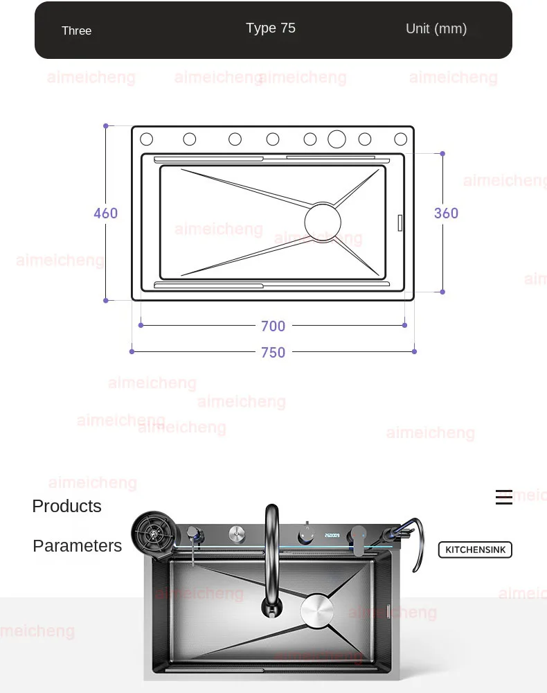 Neptune Star Whale Rain Vegetable Washing Basin Large Single Slot Thickened 304 Stainless Steel Sink Kitchen Household Dish Sink