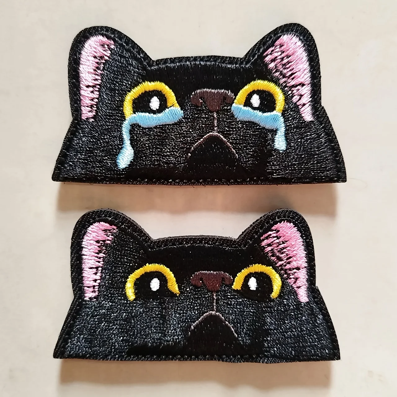 Parche Velcro táctico bordado gato negro llorando, termoadhesivo - imagen 5