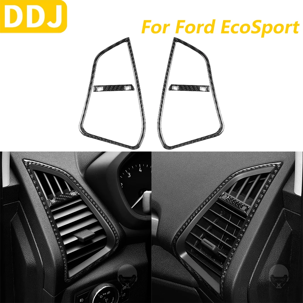For Ford EcoSport 2018-2025 Carbon Fiber Both Side Dashboard Air Conditioning Outlet Vent Cover Trim Set Car Accessories Sticker
