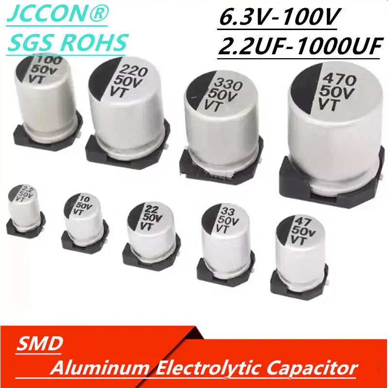 SMD Aluminum Electrolytic Capacitor 10V 16V 25V 35V 50V 63V 100V 1uF 4.7uF 10uF 22uF 47uF 100uF 220uF 330uF 470uF 680uF 1000uF