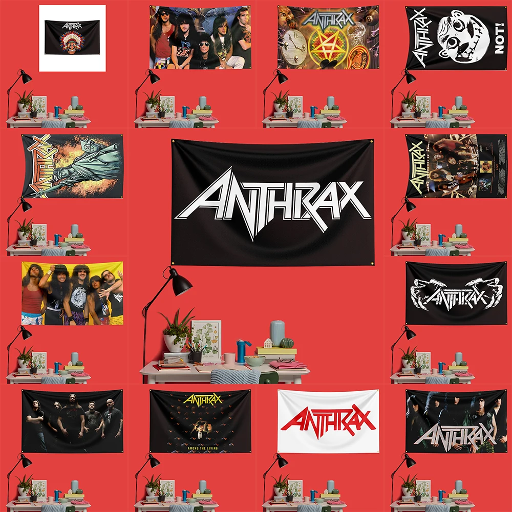 Anthrax Inspired Rock Music Flag 3x5 FT 90x150cm Polyester Decorative Banner Tapestry For Music Fans Bedroom Wall Decoration
