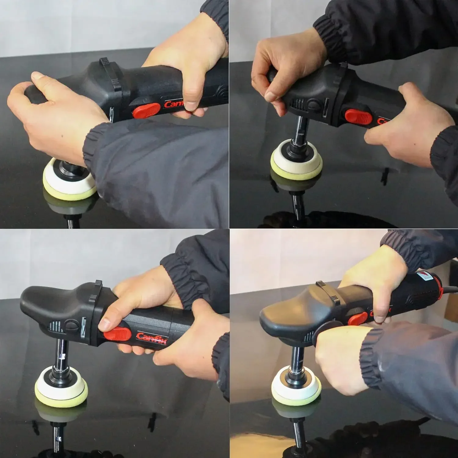 Máquina rotativa de polimento de carro com almofadas e eixos de extensão M14