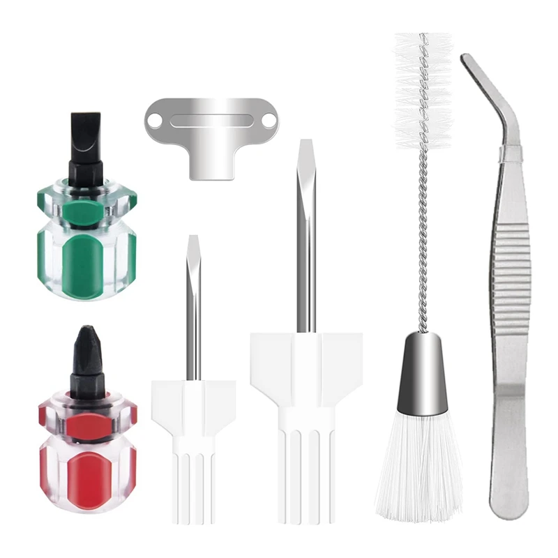 AT19-7 Piece Sewing Machine Cleaning Kit Include Tweezers Double Ended-Fluff Brush Needle Board Screwdriver