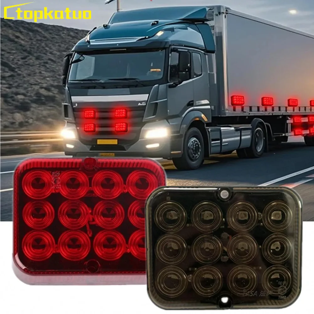 

12LED Car Rear Fog Lamp Red Light 12V 24V Waterproof Truck LED Tail Light Trailer Caravan Lorry Driving Turn Signal Lamps