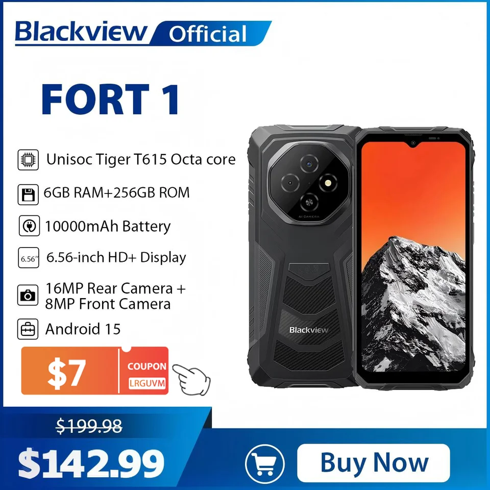 Blackview FORT 1タフネススマホ、6.65インチAndroid 15 AI