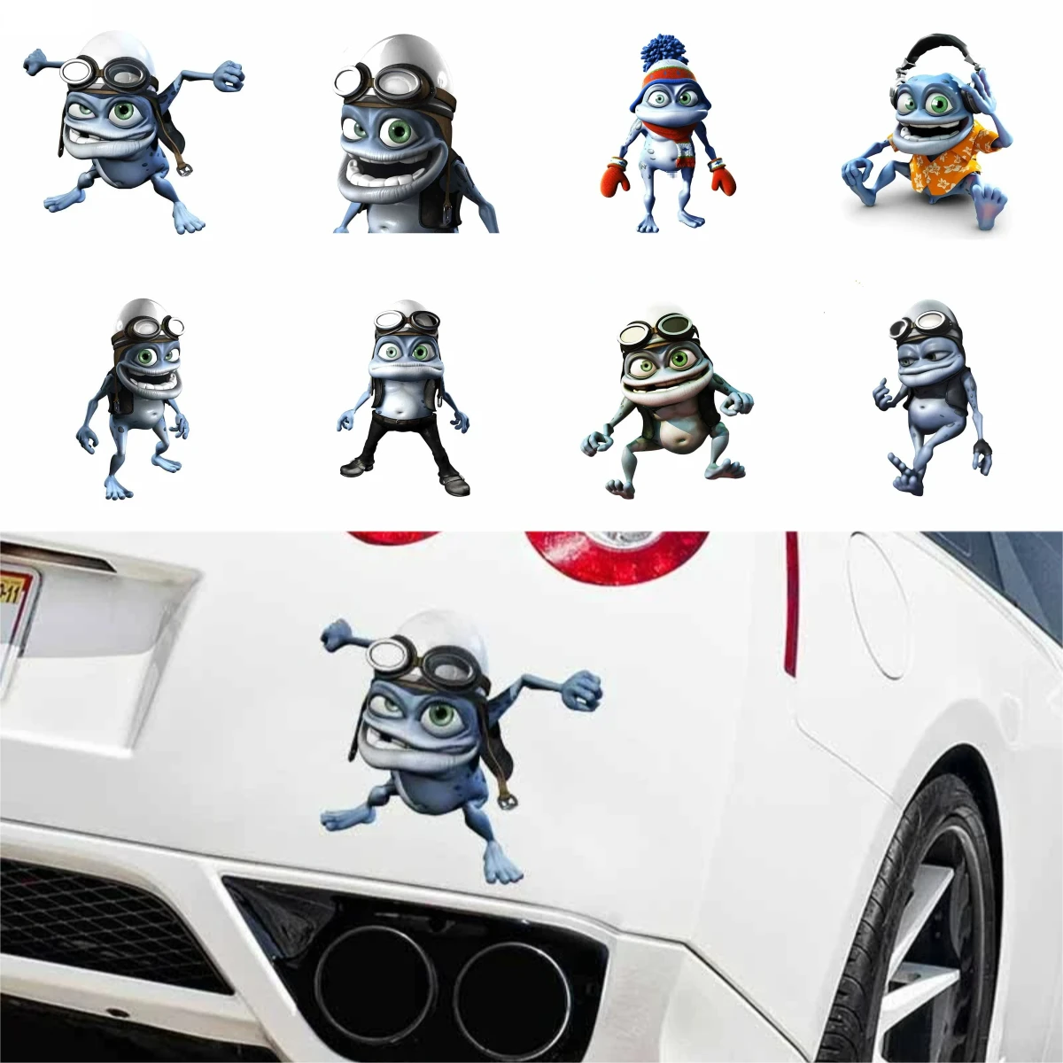 

Scratch Resistant Vinyl Car Stickers Waterproof Decals for Motorcycle Helmets-Funny Frog Design Auto Graphics Cover Accessories