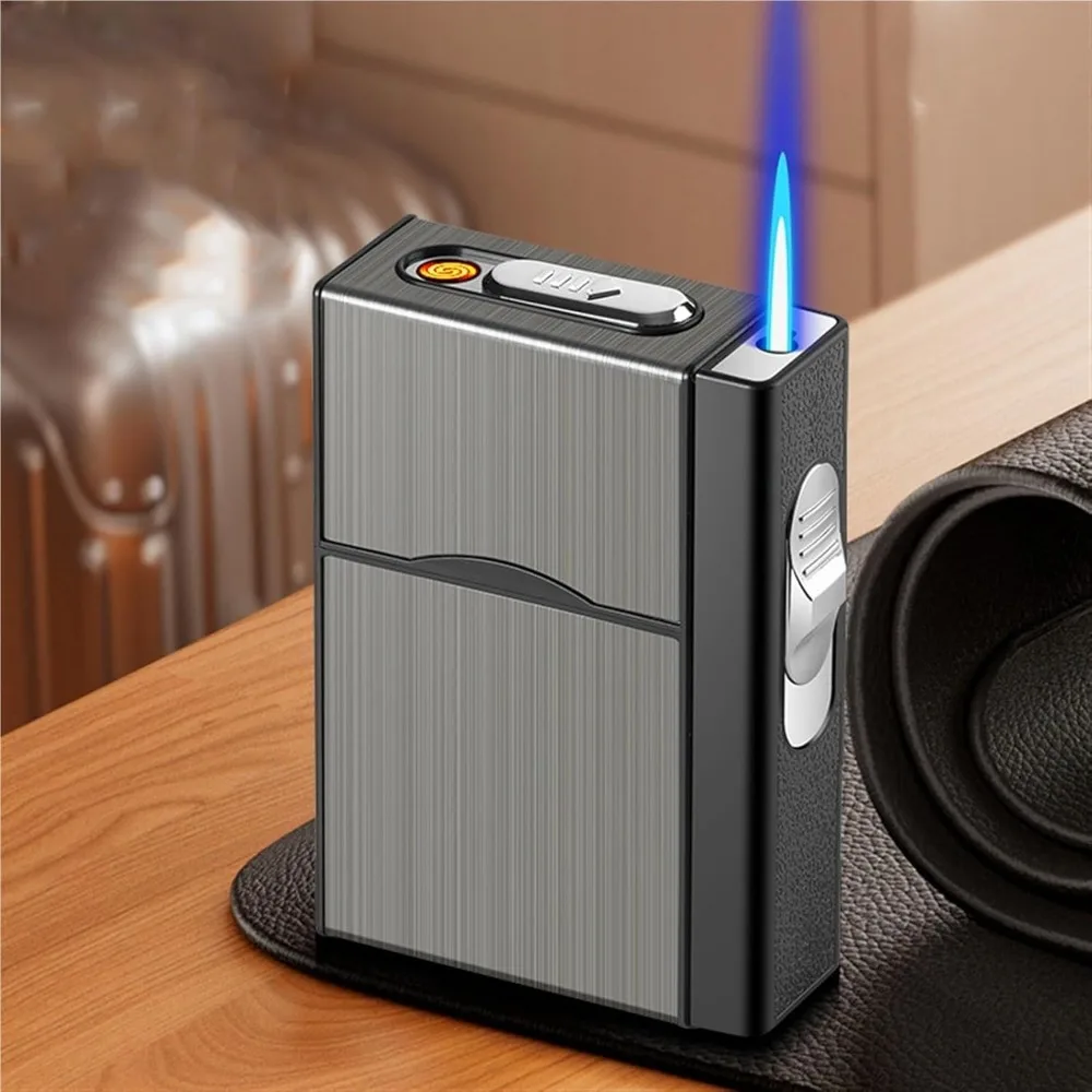 2-in-1-Zigarettenetui mit integriertem USB-wiederaufladbarem Feuerzeug …
