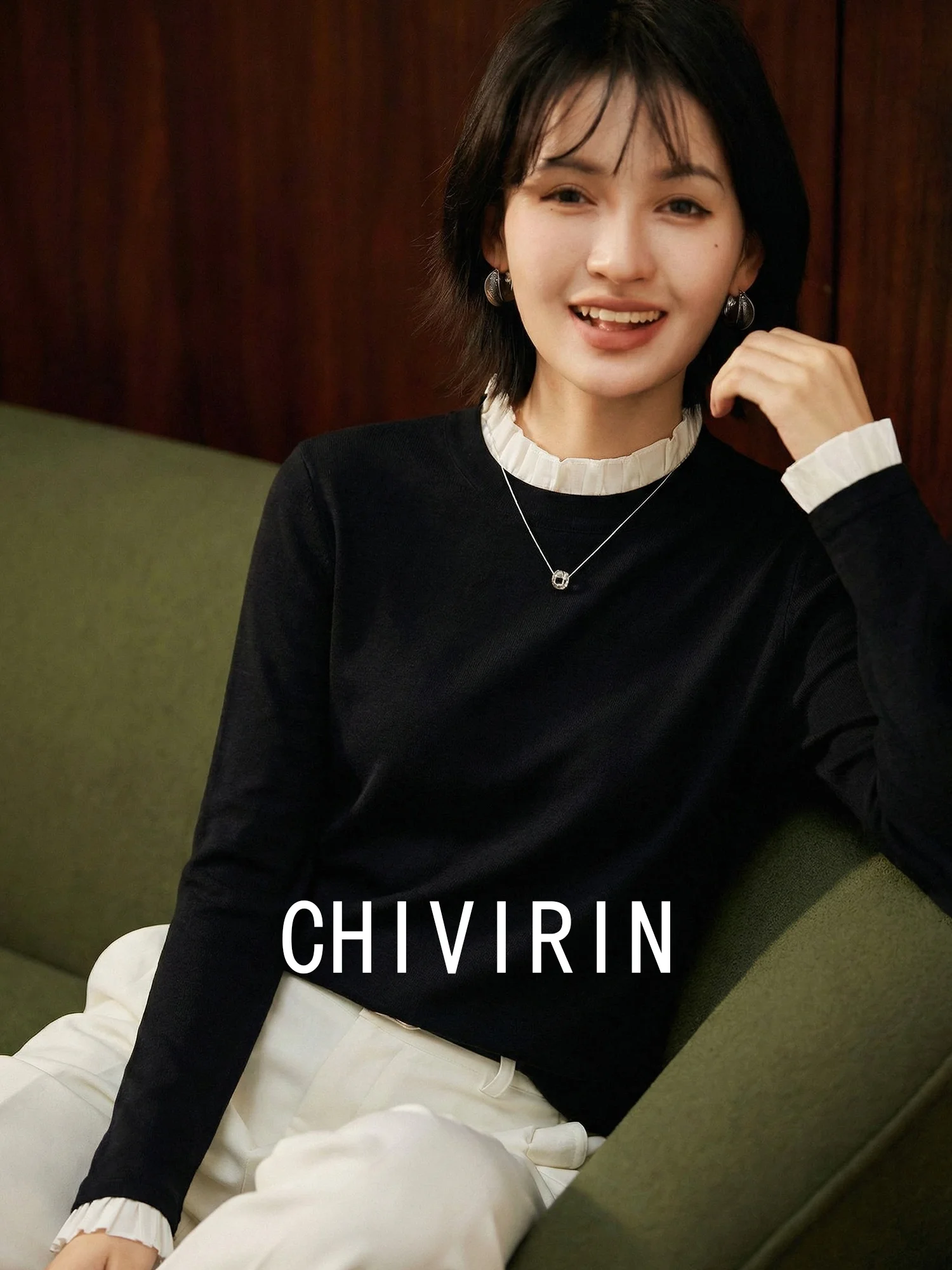 

Chivirin Wool T-irt Women's Long Sve Overhead Ne Design Spring Versatile Base Layer irt Warm Knitted Top for Daily Use
