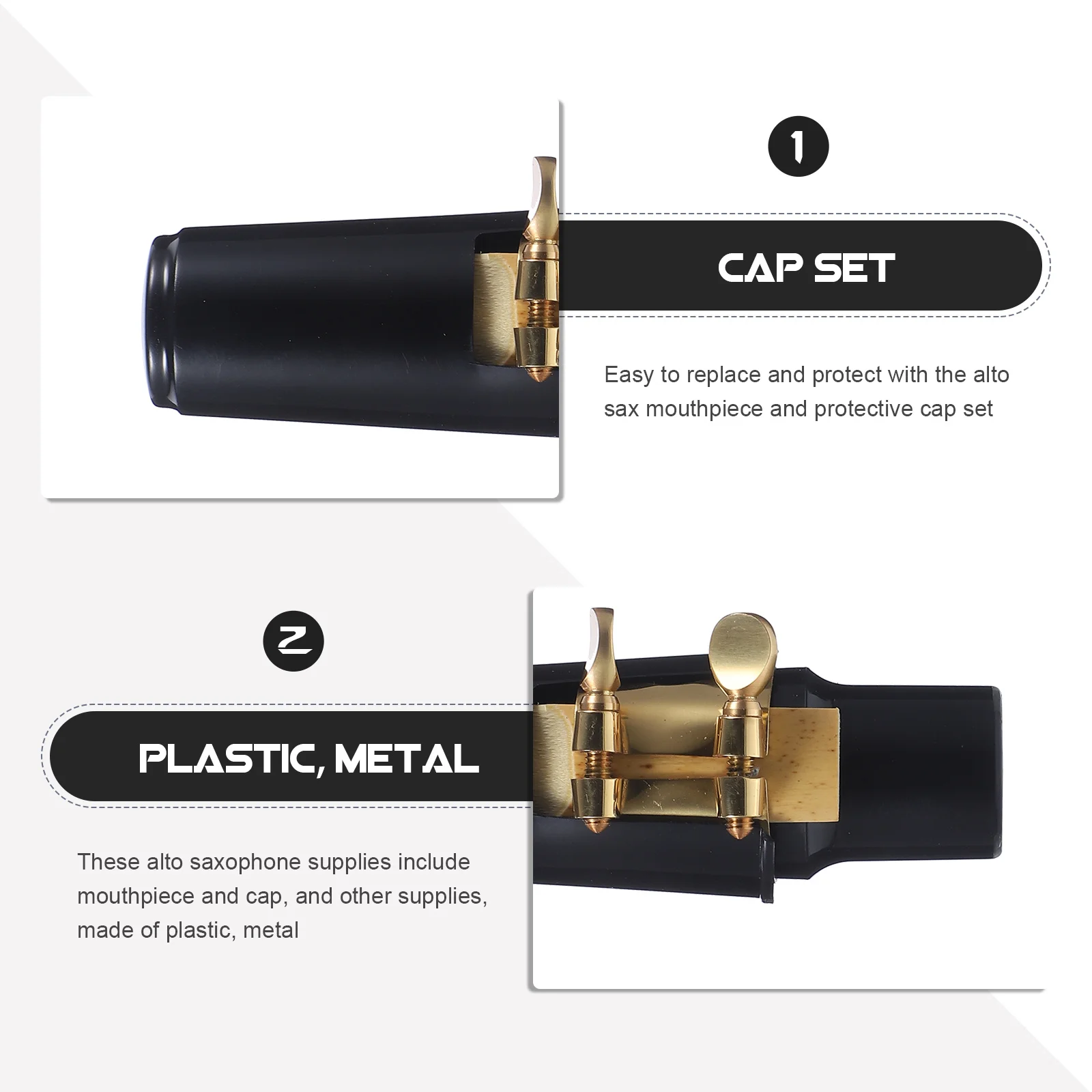 

ERINGOGO 2 Sets Alto Baritone Saxophone Mouthpiece Metal Bakelite Woodwind Instrument Accessories