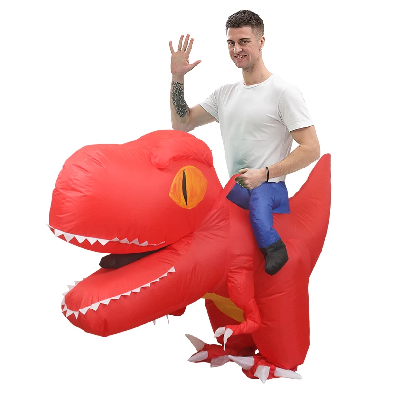 

NEW Inflatable Costume for Aldult Blow Up Red Dinosaur Costume Halloween Party Riding T Rex Outfits Party Dress