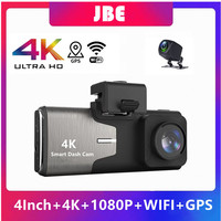 4K 4Inch Dash Cam Dual Lens Ultra HD Real Car DVR Camera WIFI GPS Rear View Night Vision WDR Video Recorder 24H Parking