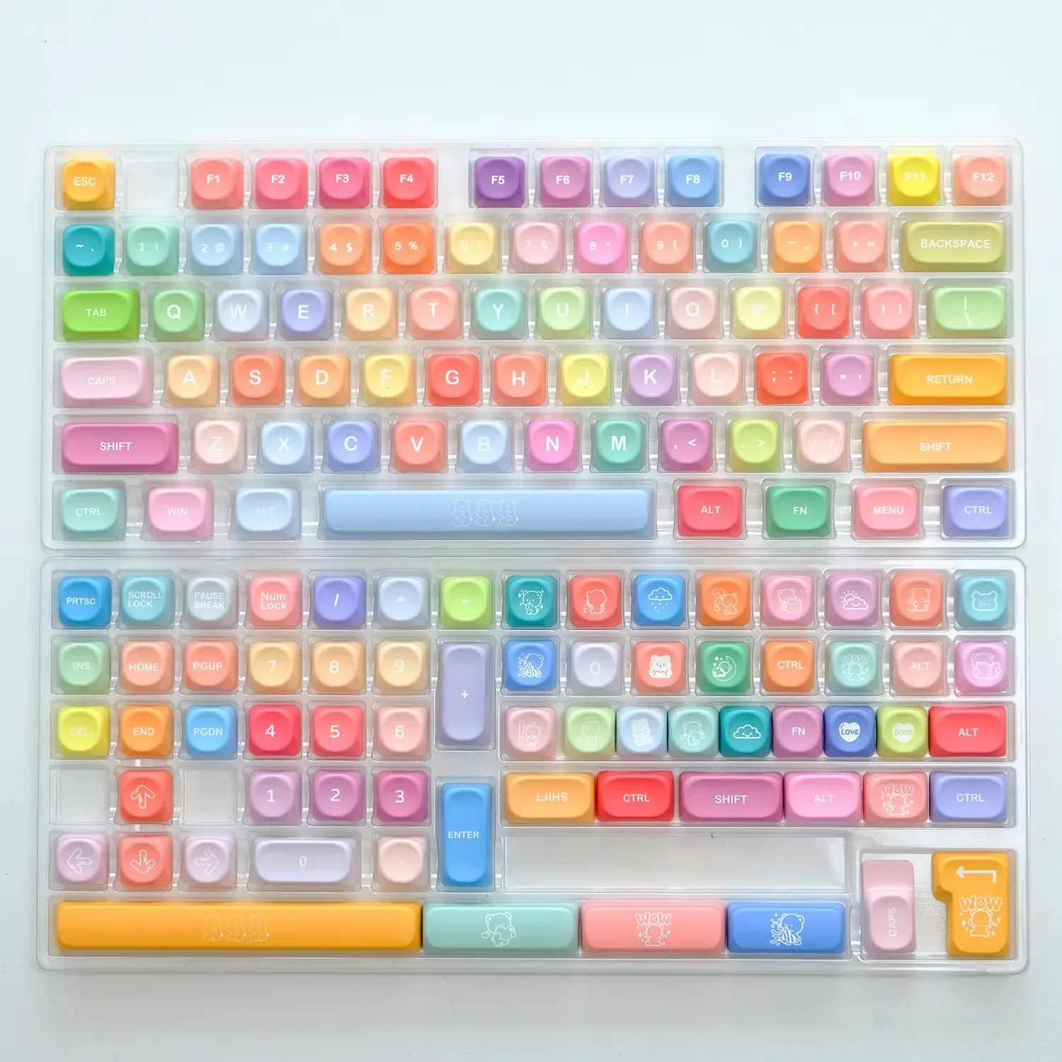 Pokemon KOA Profile Gummy Bears Keycap PBT Custom Korean English Keycaps for Mechanical Keyboard Cute 141 Keys ISO 7U Space Bar