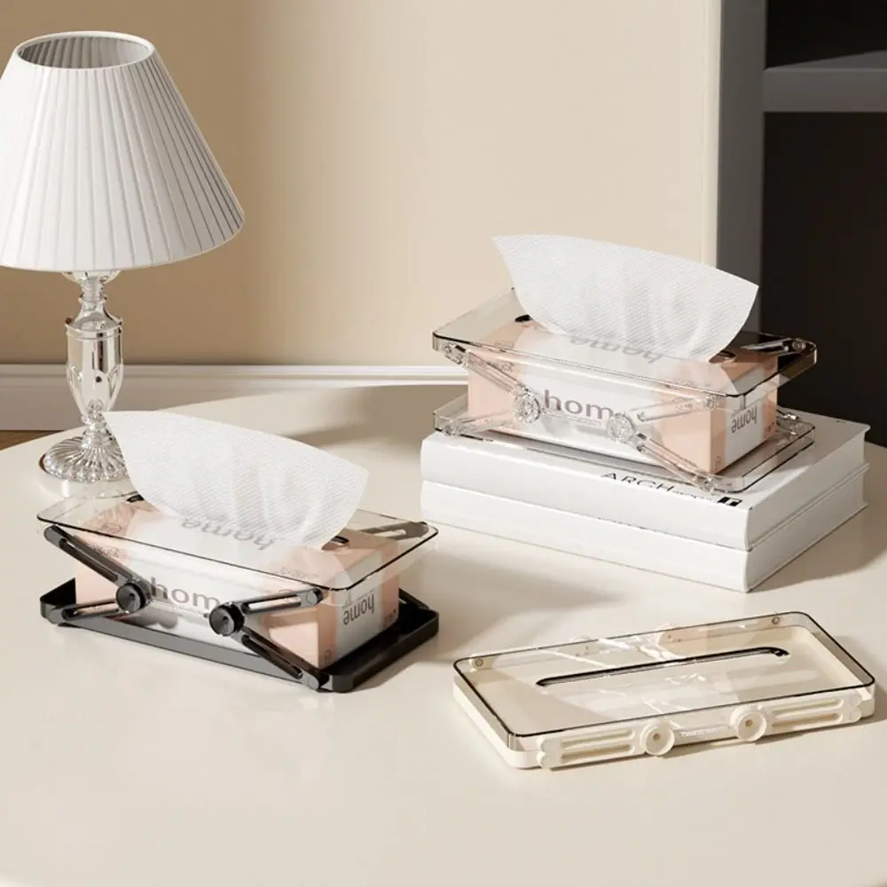 Extendable Tissue Storage Box Automatic Lift Height Adjustable Paper Towel Case Rectangle with Spring Paper Container