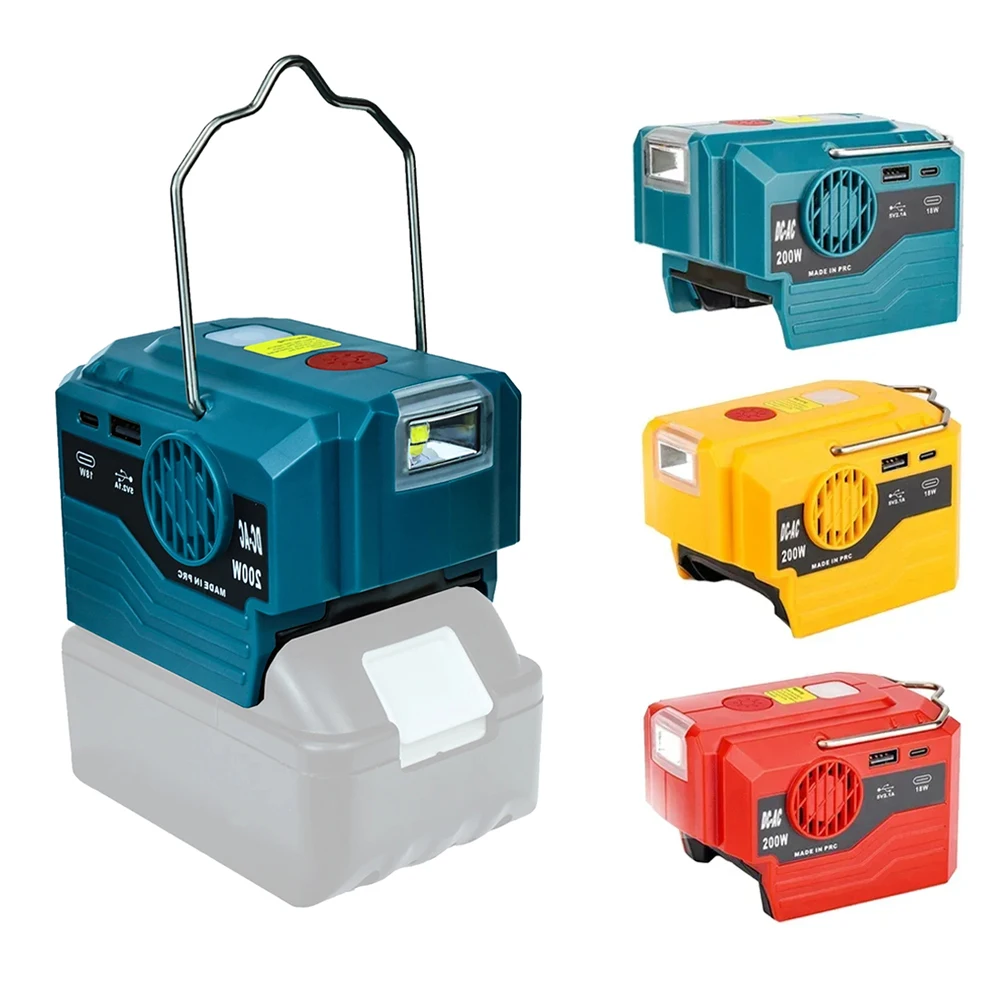Inversor portátil 200W para baterías Makita/DeWalt 18V con luz LED - imagen 2