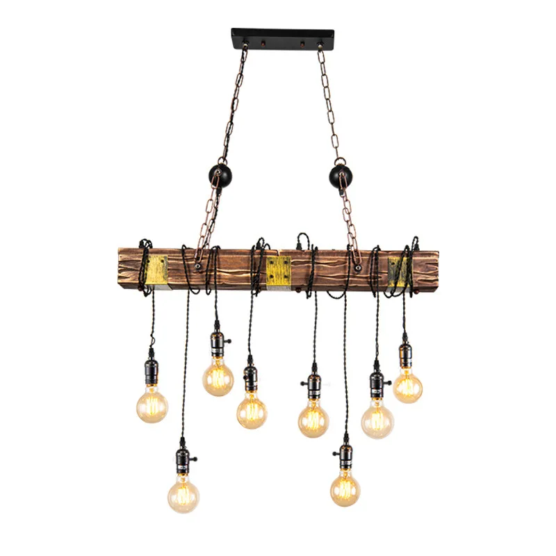 Plafonnier LED suspendu en bois au design rétro, style américain, luminaire décoratif de plafond, idéal pour un BAR, un café, un LOFT ou un vieux bateau