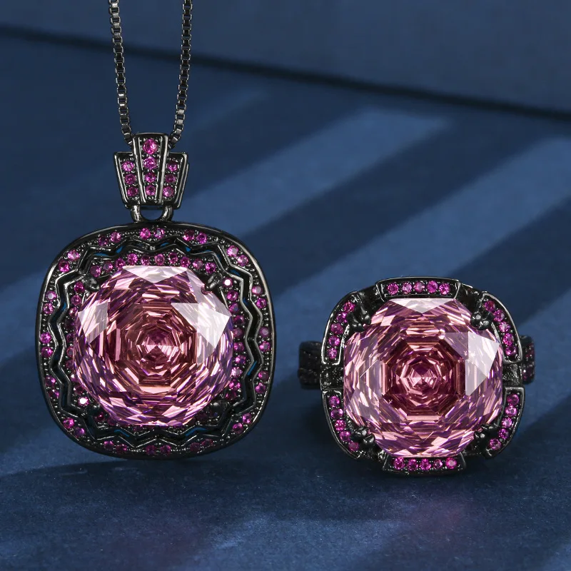 

Gold-plated rose cut fat square premium set main stone 14*14