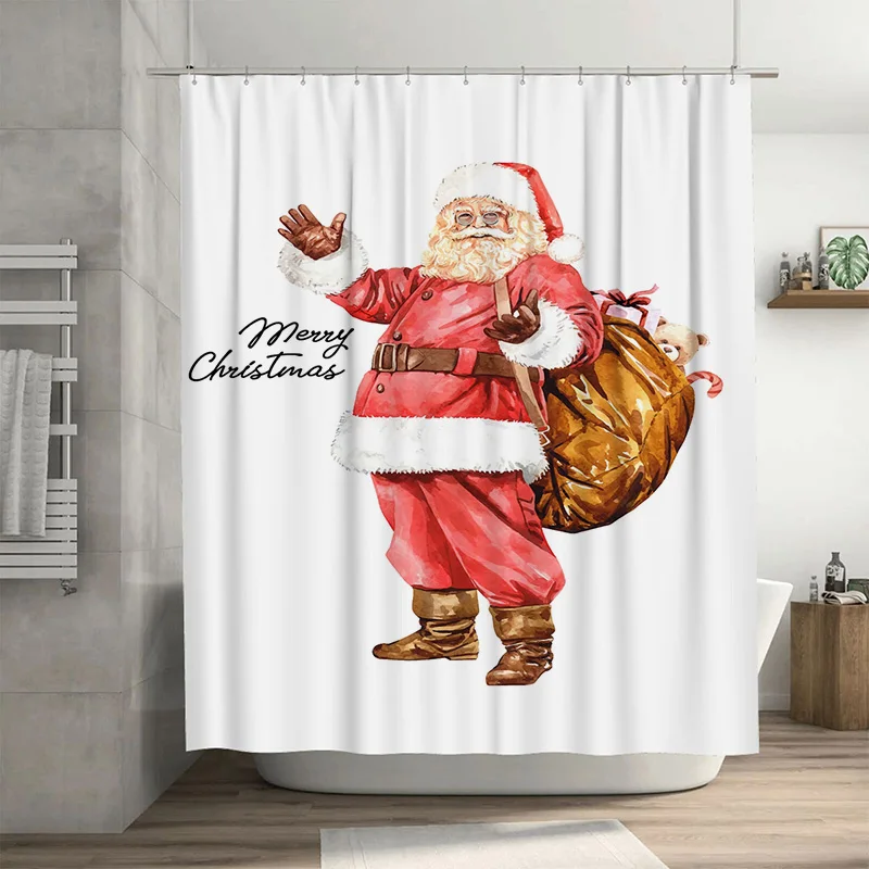 

Tuniu Праздничный Санта-Клаус Декор для ванной комнаты Очаровательная рождественская занавеска для душа Симпатичная праздничная подкладка для ванны Химерческий праздничный домашний акцент