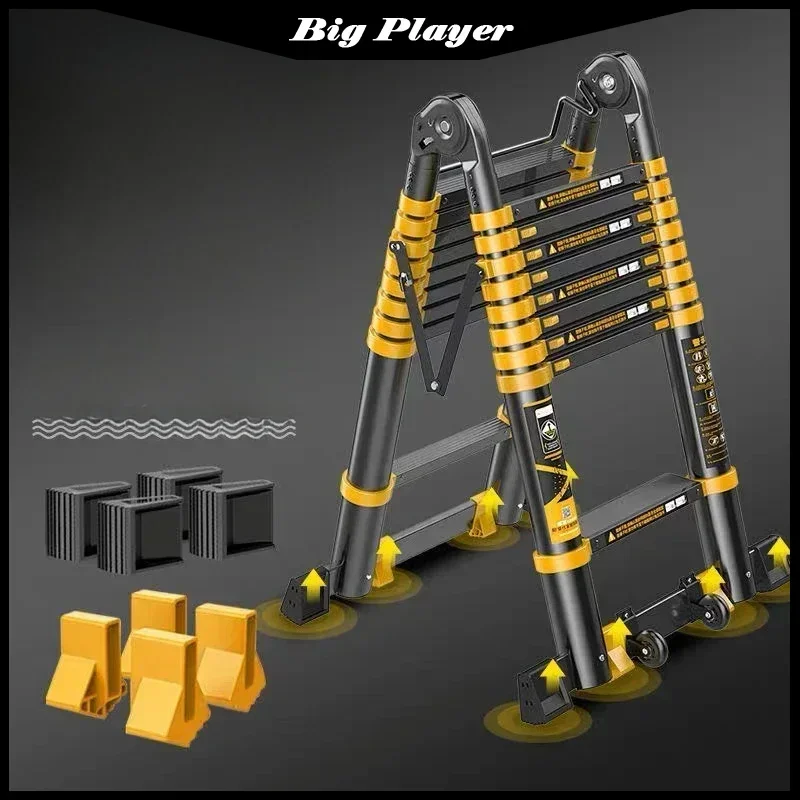 

Aluminum Alloy Thickened Telescopic Ladder Portable Engineering Folding Home Elevating Straight Ladder Herringbone Staircase