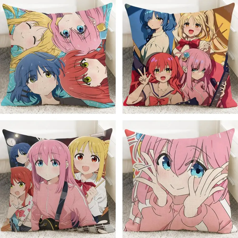 Anime Bocchi the Rock! Cushion Cover Cushion Covers Natural Linen Breathable Sofa Bedroom Decor Pillowcase