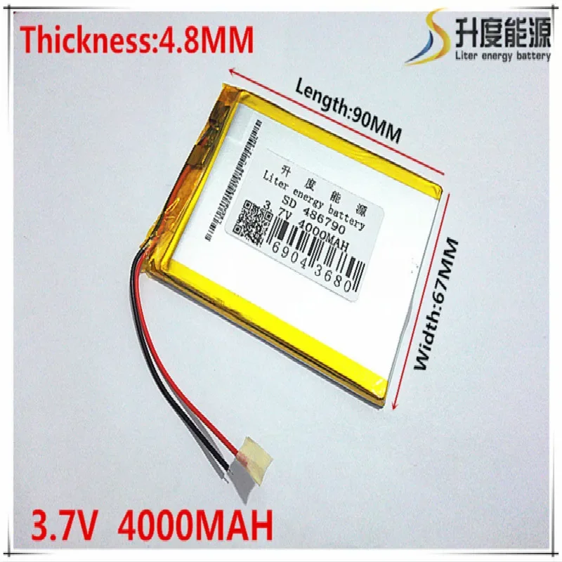 3.7V 4000mAh 486790 Lithium Polymer Li-Po li ion Rechargeable Battery cells For Mp3 MP4 MP5 GPS  mobile bluetooth