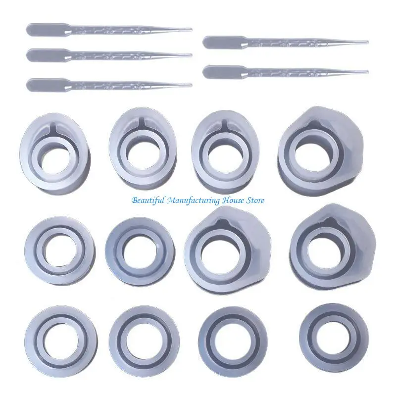 E56A DIY Crystal Epoxy Ring Silicone Mold UV Resin Molds Ring Jewelry Moulds DIY Jewelry Accessories Epoxy Resin Tools