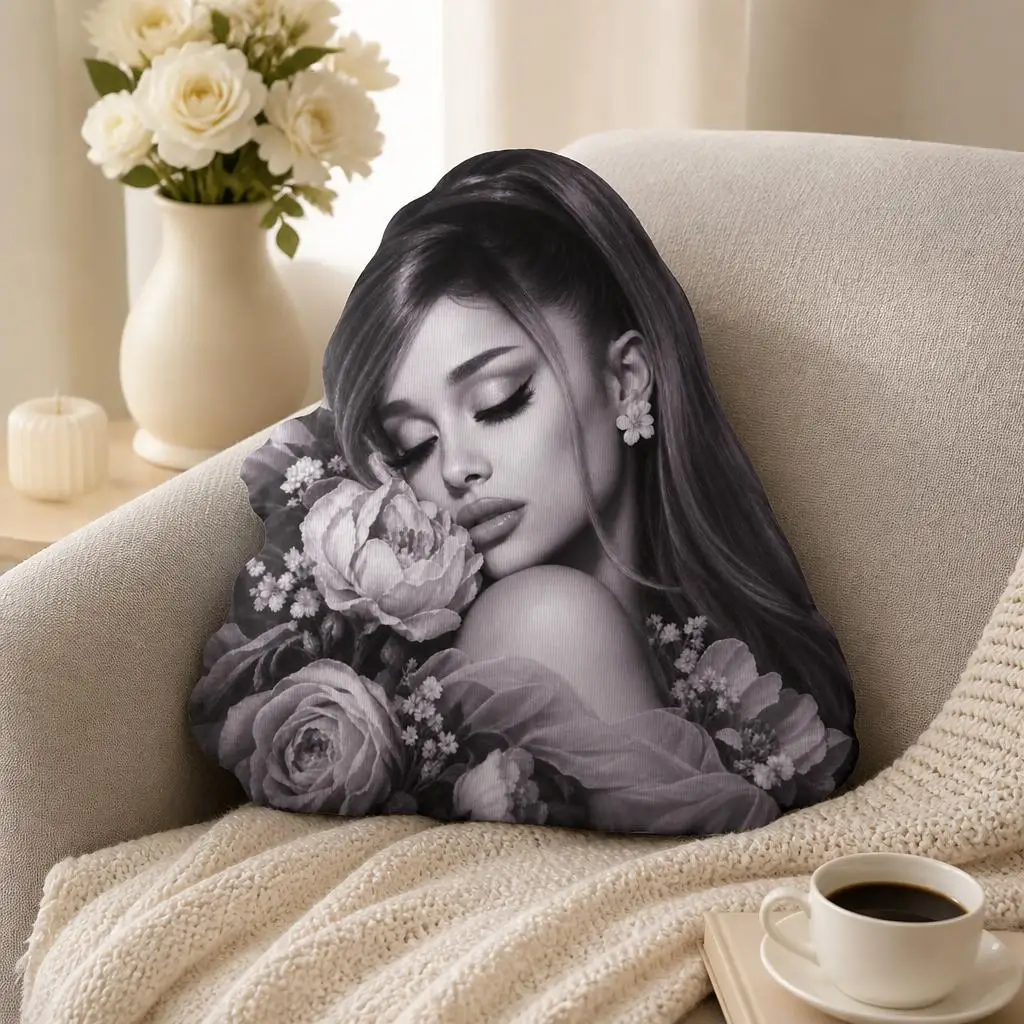 Ariana Grande Dark Floral Shaped Pillow Cushion Novelty Stuffed Pillows for Sofa Bed Home Decor Children's Room Gifts
