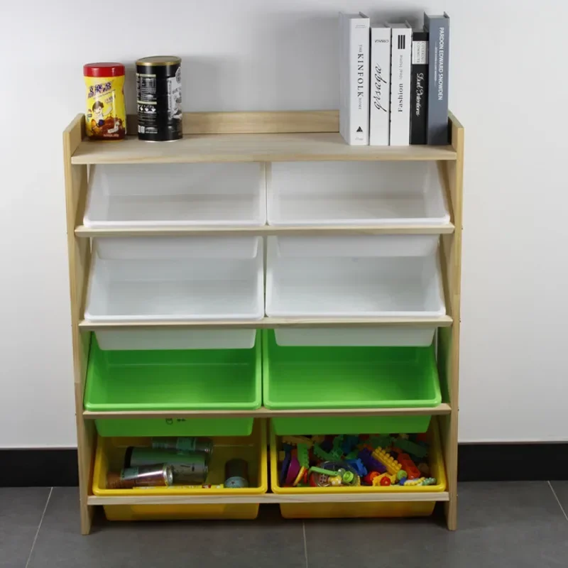 Multi-Functional Toy Storage Rack Solid Wood Organizer Cabinet Ideal for Kindergarten Living Room Toy Storage System for Home