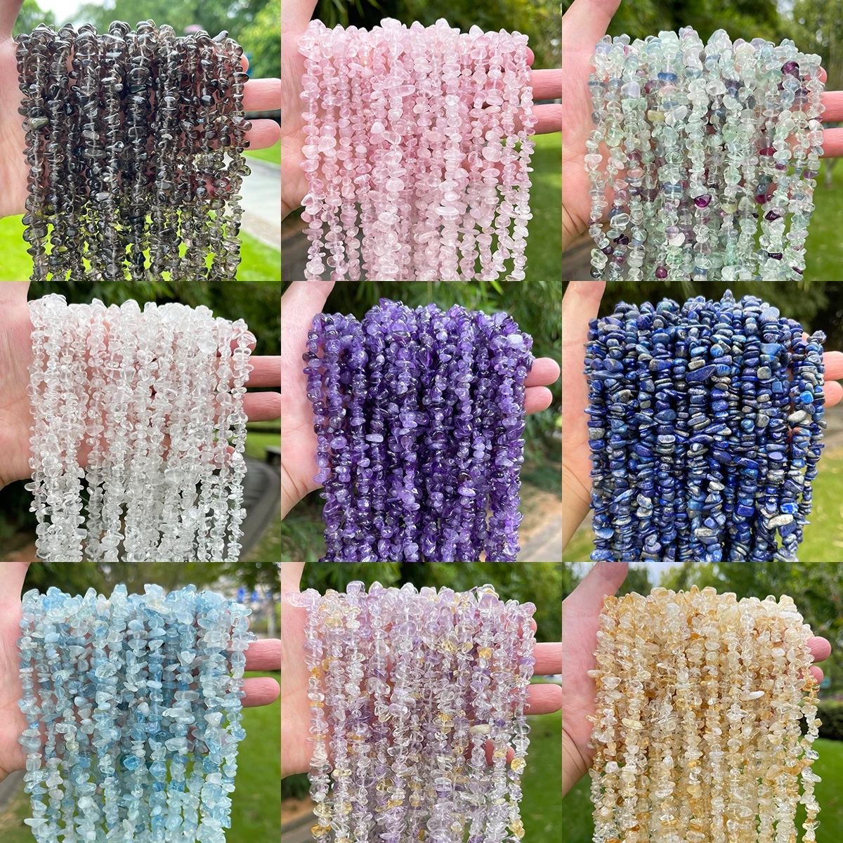 80cm 3-5-8mm Natural Chips Aquamarine Quartz Moonstone Strawberry Beads Crystal for DIY Jewelry Making Bracelet Necklace Bulk