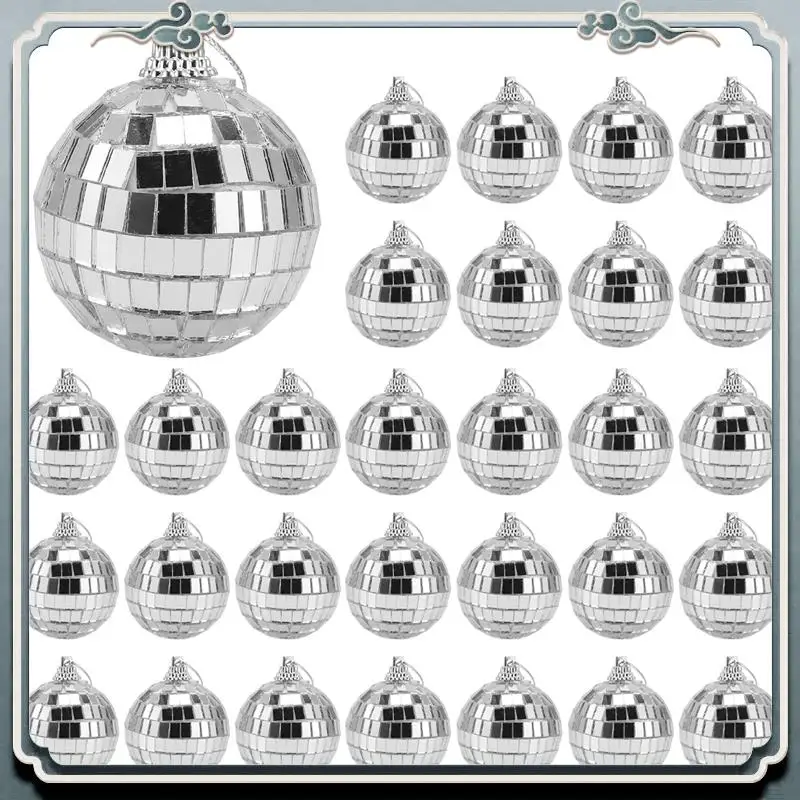 Durável 30 pçs bolas de espelho de discoteca 2 polegadas bola de espelho reflexivo pendurado bola para festa de árvore de natal decorações para casa