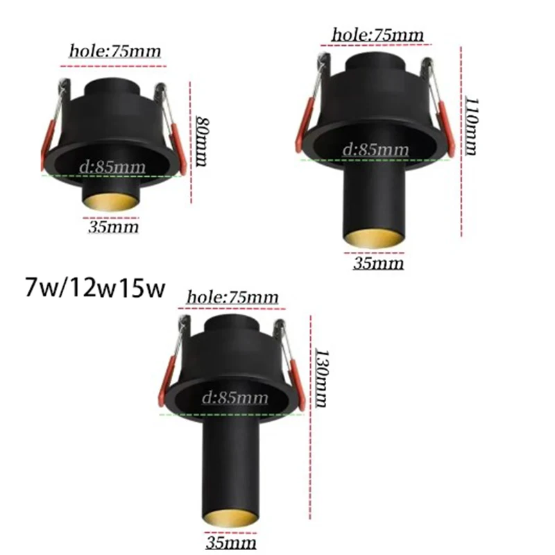 Imagem -06 - Downlight Led Anti-reflexo Regulável Holofote Cob Longo Iluminação Interior Embutida Regulável Rotação de 360 ° 7w 12w 15w ac 85265v