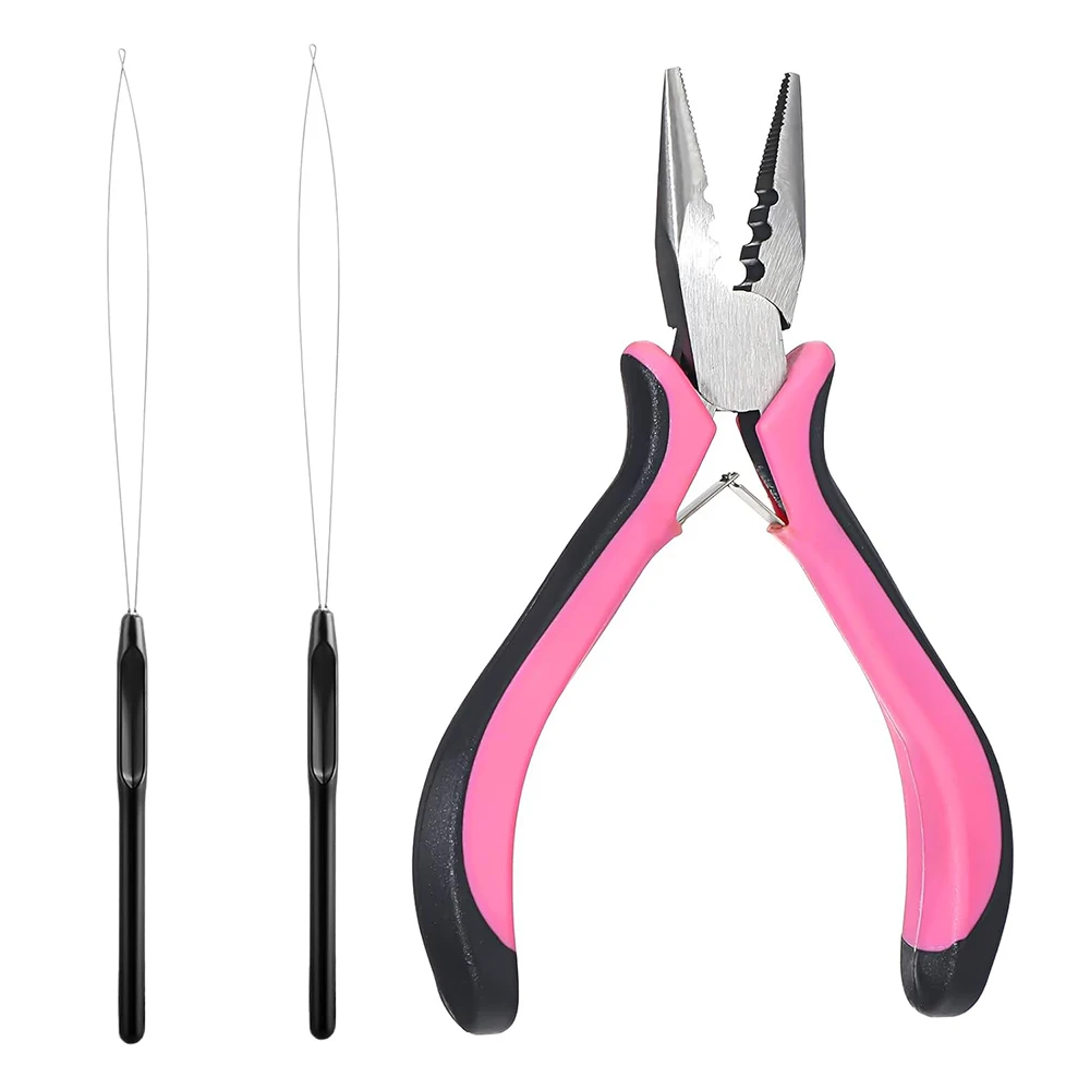 

Hair Extension Pliers&Needle, Extension Pliers Reach Tool Set for Extension Styling Style, Plier Loop Needle Pulling Hook Tool