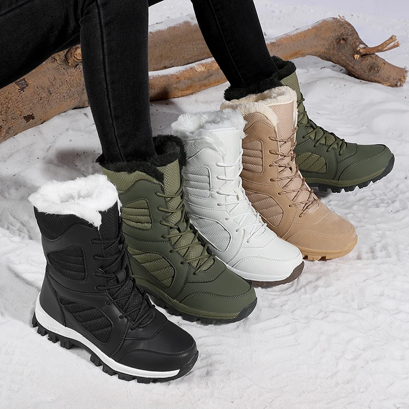 

Новые высокие зимние зимние ботинки унисекс, непромокаемые уличные ботинки, теплая хлопковая обувь на подкладке из искусственного меха, нескользящая повседневная походная обувь