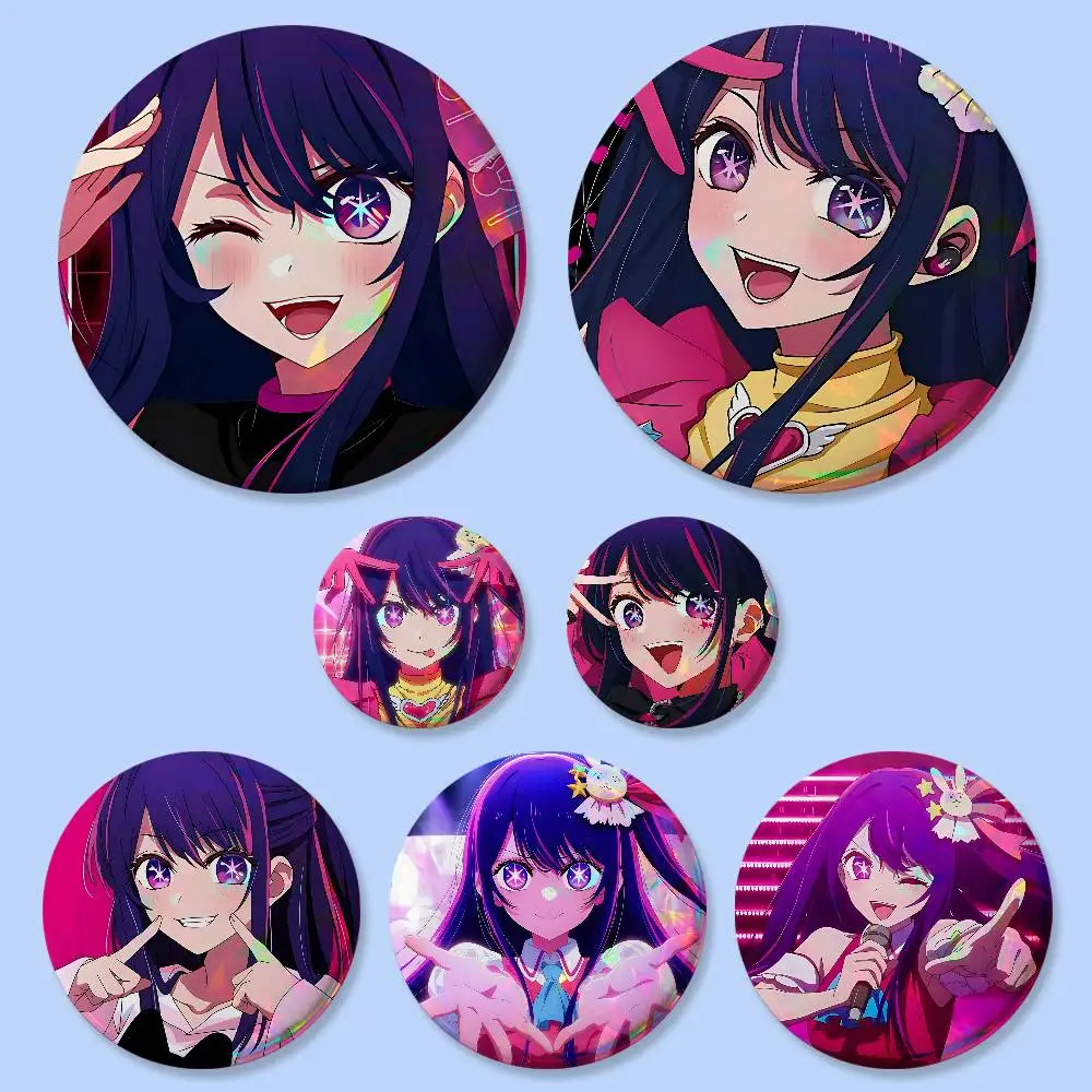 Insignias Redondas de Anime Oshi No K-Ko de 25, 32, 44, 58 y 75 mm, Pin de Cosplay, Decoración para Bolsos, Regalos para Fans, Coleccionistas, Amigos, Broche, Souvenir
