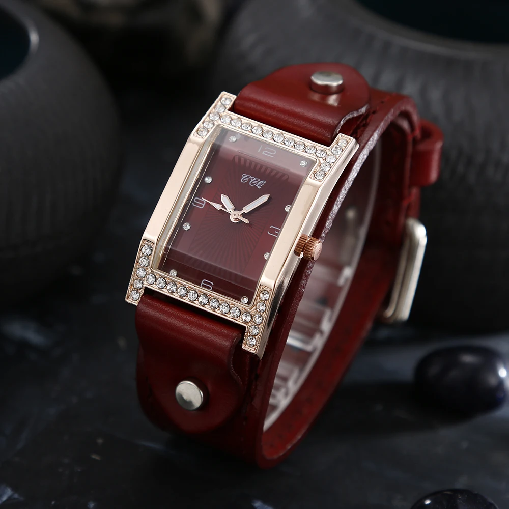 

Women Dress Quartz Watch Couples Bracelet Watches Cow Leather Strap Rectangle Ladies Clock Casual Female Square WristWatch