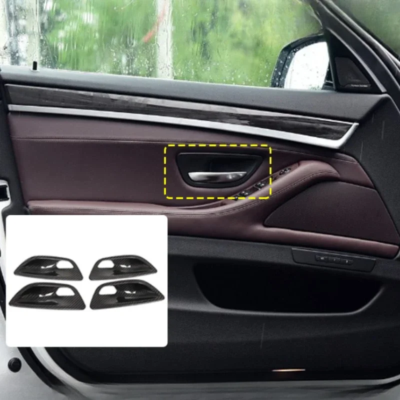 

For BMW 5 Series F10 F18 Real Dry Carbon Fiber 2011-2017 Glossy Inner Door Handle Bowl Cover Decoration Modification Accessories
