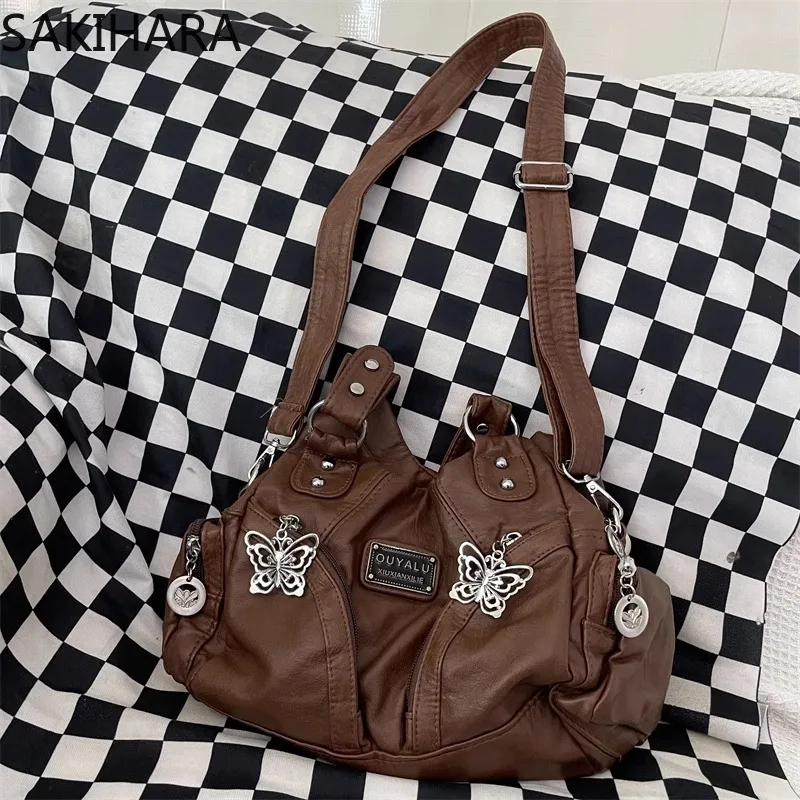 Y2k Torebki pod pachę dla kobiet Vintage Solid Color PU Leather Tote Bag Office Lady All Match Patchwork Elegant Bolsas Para Mujeres