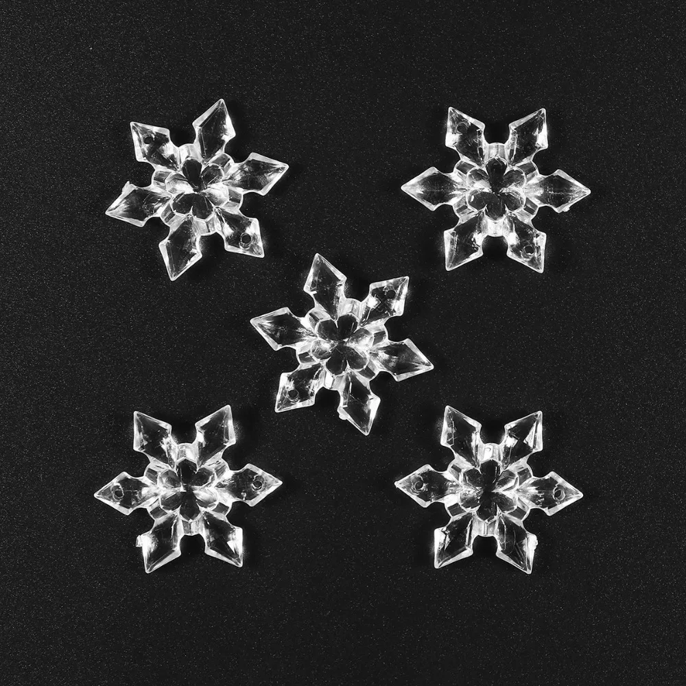 24pcs Acrylic Crystal Snowflake Icicle Pendants Clear DIY Christmas Tree Hanging Ornament Christmas Tree Decoration New Year