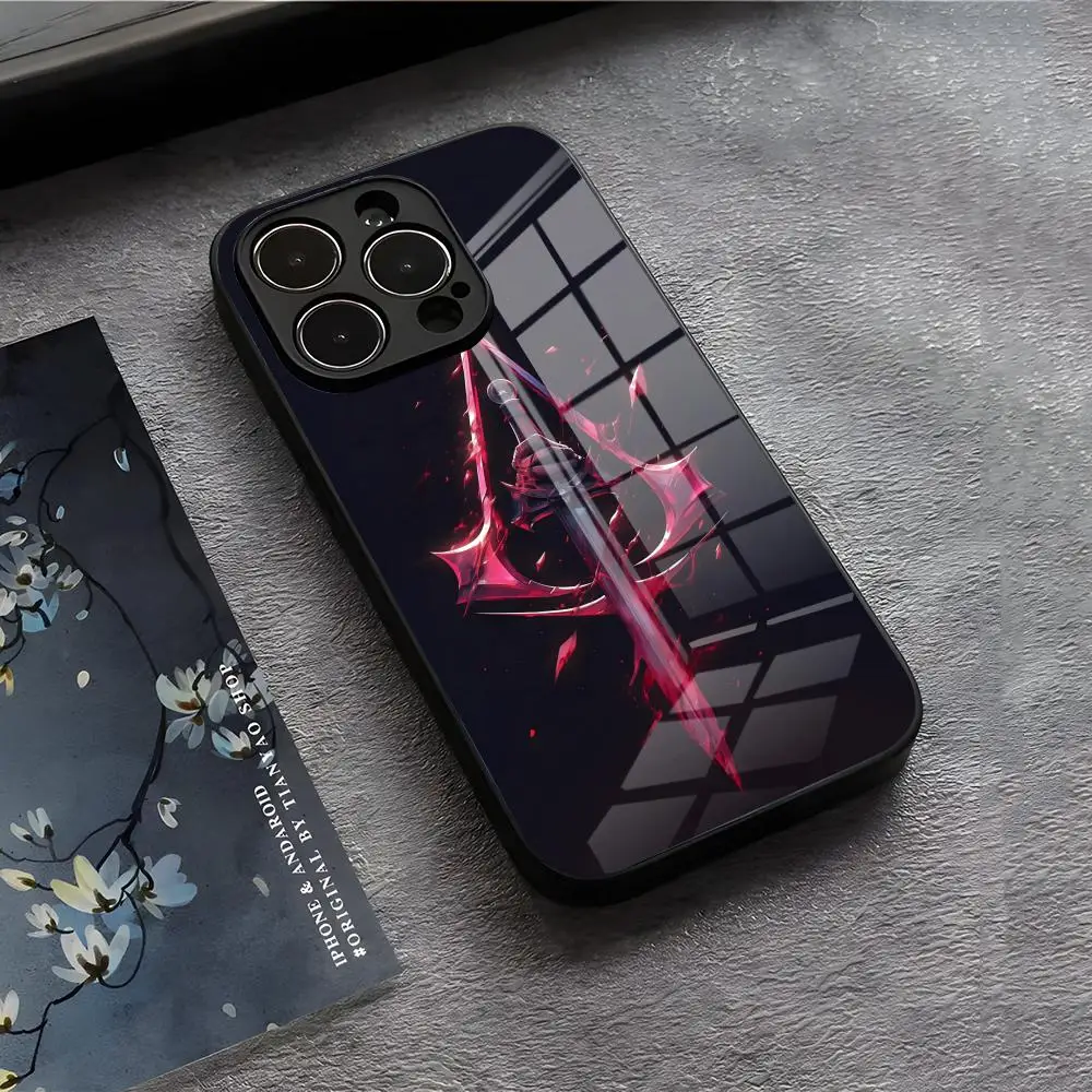 حافظة هاتف Assassin S Creed لهاتف آيفون 17 Air 16 E Pro Max 15 14 13 Mini 12 Pro 11 Max Plus غطاء زجاجي أسود #6