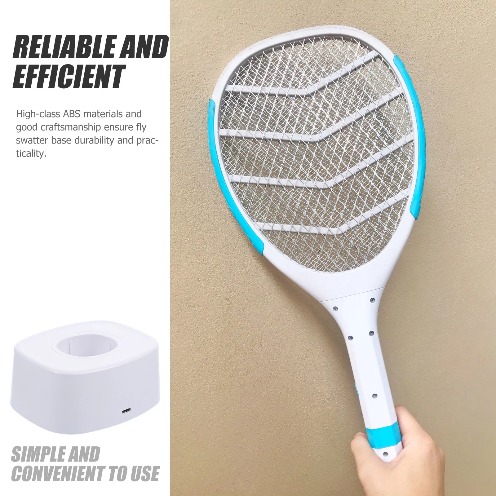 Electric Mosquito Swatter Base ABS Material Charging Port Storage Fly Zapper Base Practical