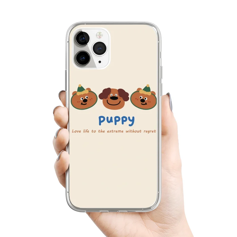 Brown Puppy Phone Case For IPhone 15 14 13 12 11 Pro Max Mini XS Max XR SE 7 8 Plus Cute Cartoon Animal Dog Transparent Covers