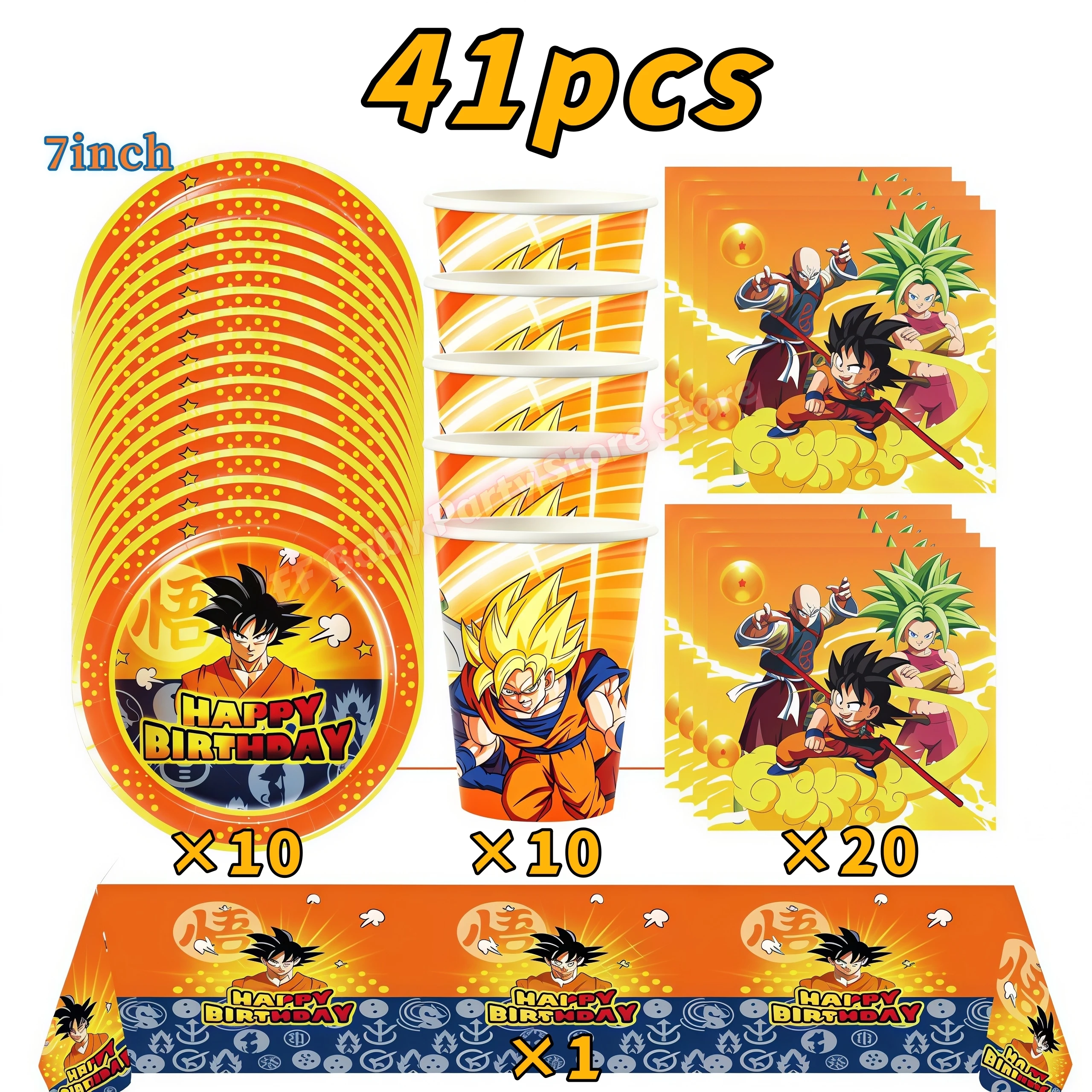 Dragon Ball Geburtstagsparty-Zubehör Son Goku Luftballons Pappbecher Teller Schlüsselanhänger Armbänder Jungen Party-Favoriten Geburtstagsdekoration – Detail 33